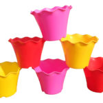 Multi Colored Very Stylish Super Strong Fiber Pots for Indoor and Outdoor Gardening – set of six