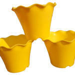 Stylish Fiber Pot In Yellow Color 21 cm * 17 cm – Set Of Three