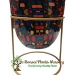 Stylish Printed Metal Planter with Tripod Metal Stand Multicolor – Design Code  A43