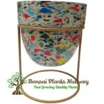 Stylish Printed Metal Planter with Tripod Metal Stand Multicolor – Design Code  A47