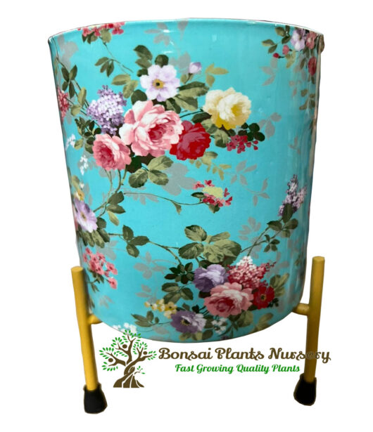 Stylish metal pot flower print for home decoration