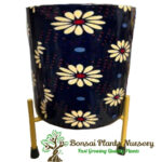 Stylish Printed Metal Planter with Tripod Metal Stand Multicolor  – Design Code  A9