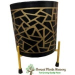 Stylish Printed Metal Planter with Tripod Metal Stand Black – Design Code  A1