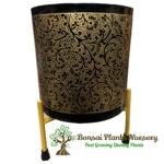 Stylish Printed Metal Planter with Tripod Metal Stand Black – Design Code  A5