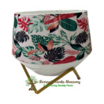 Stylish Printed Metal Planter with Tripod Metal Stand Multicolor  – Design Code  A15