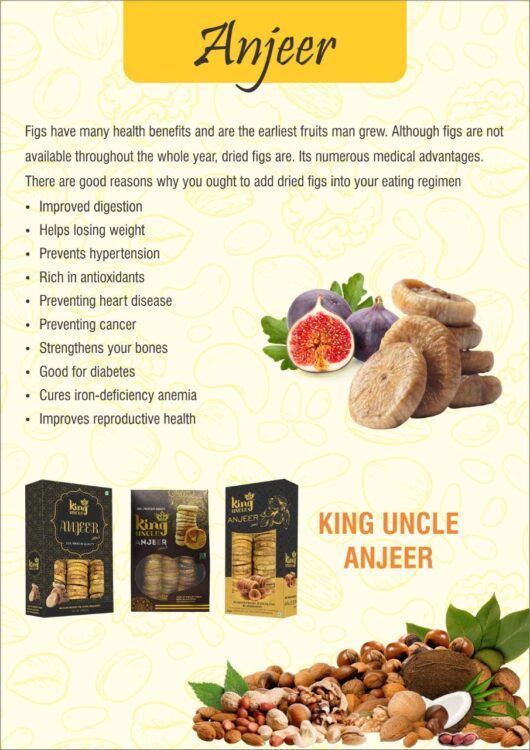 King Uncle Anjeer (DDried Figs) (Vacuum Pack) - 250 Grams - Golden Pack