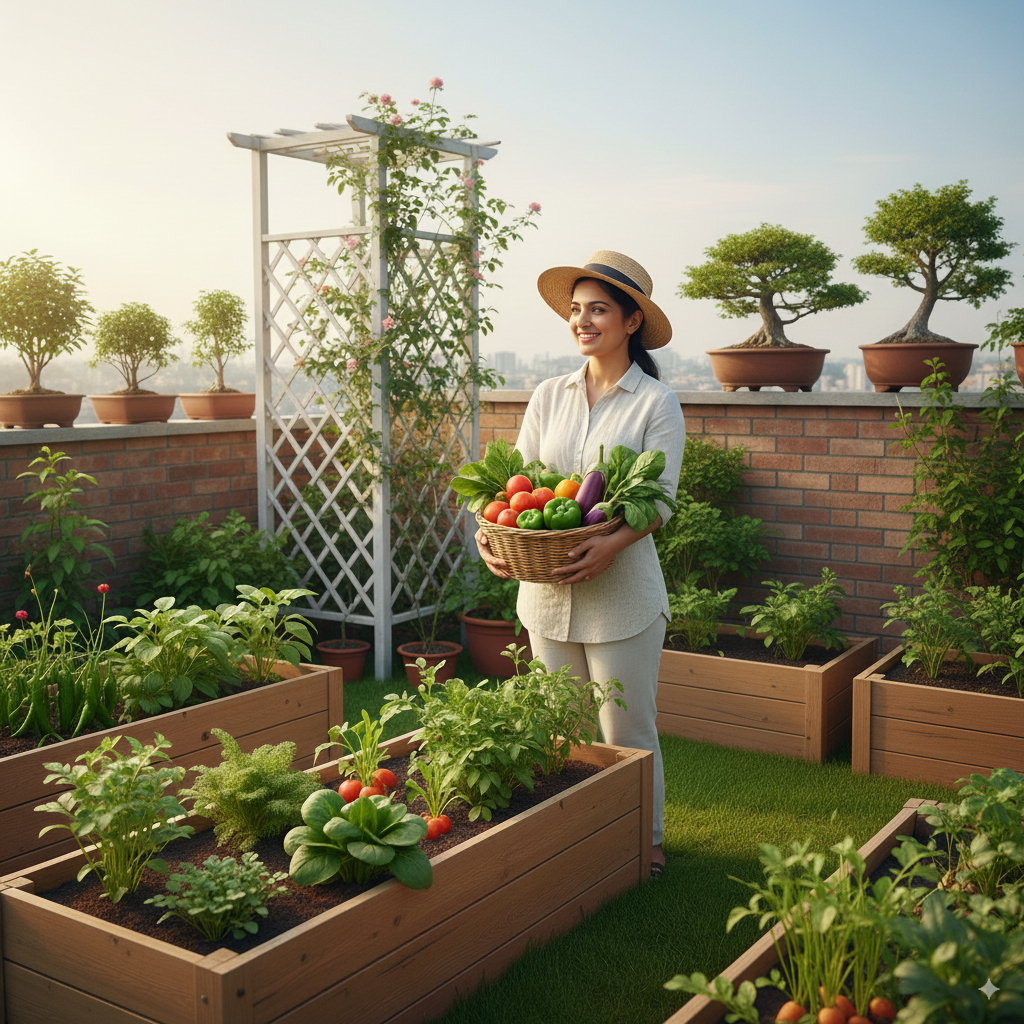 terrace garden and enjoy the luxury of harvesting vegetables